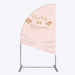Lofaris Sweet Pink Boho Leaves Baby Shower Half Moon Arch Backdrop