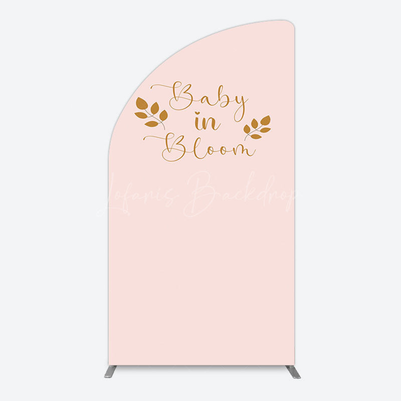 Lofaris Sweet Pink Boho Leaves Baby Shower Half Moon Arch Backdrop