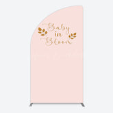 Lofaris Sweet Pink Boho Leaves Baby Shower Half Moon Arch Backdrop