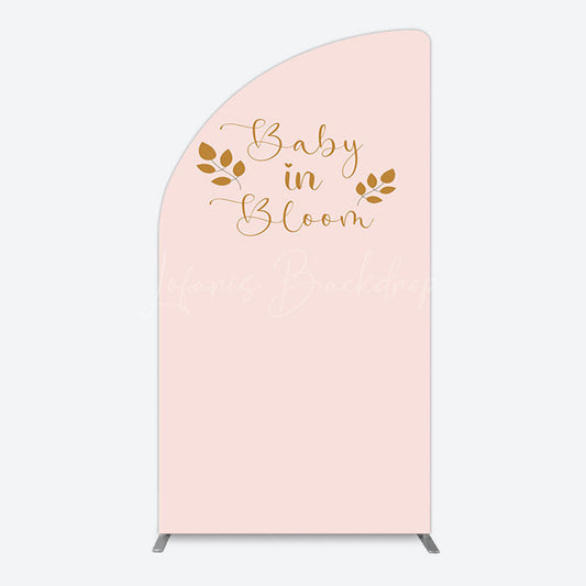 Lofaris Sweet Pink Boho Leaves Baby Shower Half Moon Arch Backdrop
