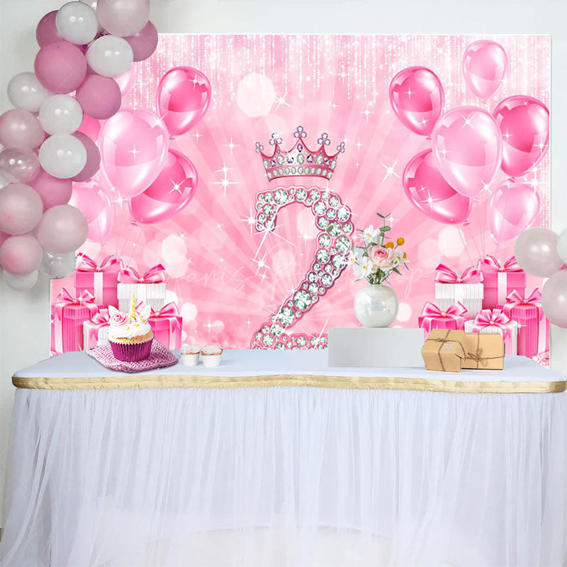 Lofaris Sweet Pink Bokeh Shiny Happy 2nd Birthday Backdrop