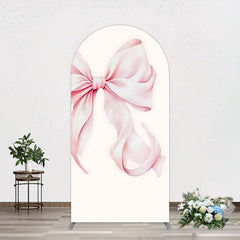 Lofaris Sweet Pink Bow Simple Happy Birthday Arch Backdrop