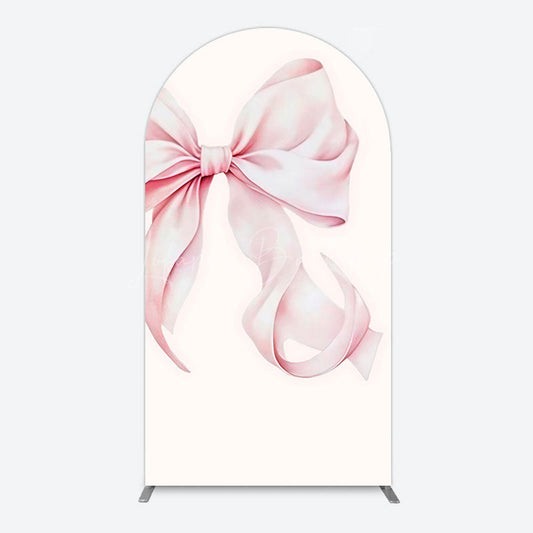 Lofaris Sweet Pink Bow Simple Happy Birthday Arch Backdrop