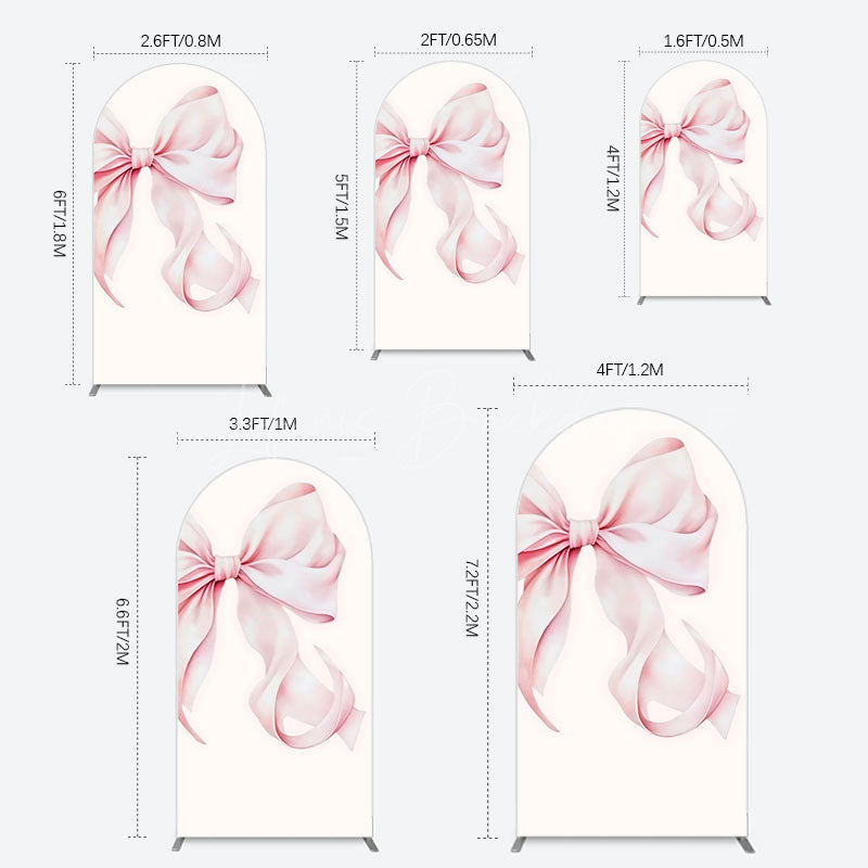 Lofaris Sweet Pink Bow Simple Happy Birthday Arch Backdrop