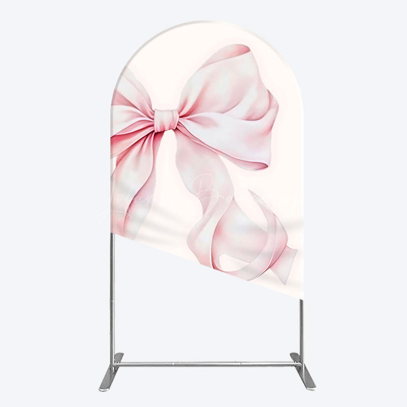 Lofaris Sweet Pink Bow Simple Happy Birthday Arch Backdrop