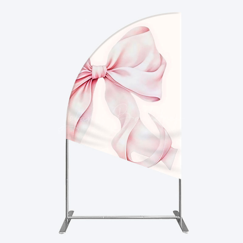 Lofaris Sweet Pink Bow Simple Happy Birthday Half Moon Arch Backdrop