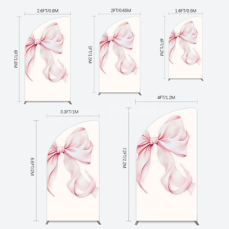 Lofaris Sweet Pink Bow Simple Happy Birthday Half Moon Arch Backdrop