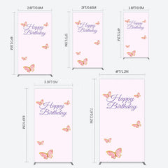Lofaris Sweet Pink Butterfly Happy Birthday Rectangle Backdrop