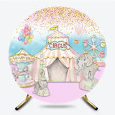 Lofaris Sweet Pink Circle Circus Happy Birthday Backdrop