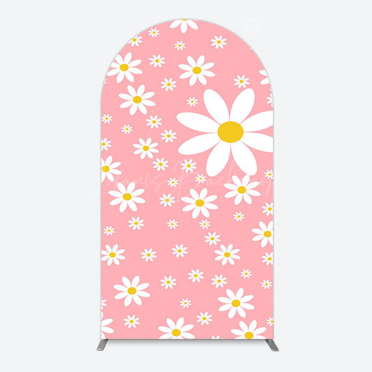 Lofaris Sweet Pink Daisy Cute Happy Birthday Arch Backdrop