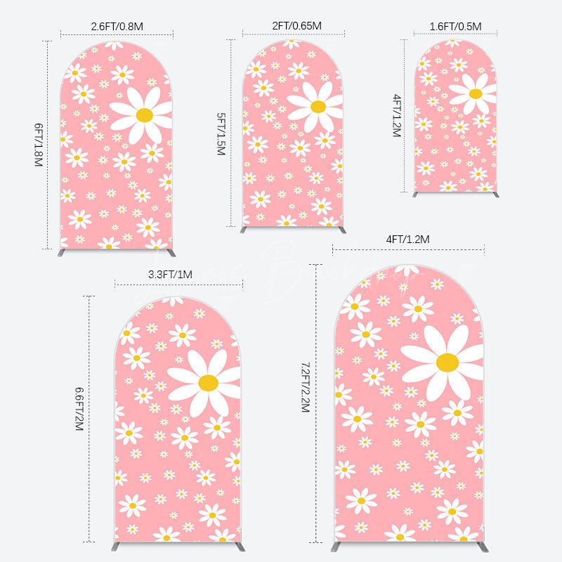 Lofaris Sweet Pink Daisy Cute Happy Birthday Arch Backdrop