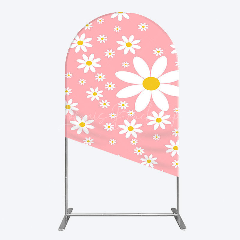 Lofaris Sweet Pink Daisy Cute Happy Birthday Arch Backdrop