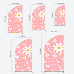Lofaris Sweet Pink Daisy Cute Happy Birthday Half Moon Arch Backdrop