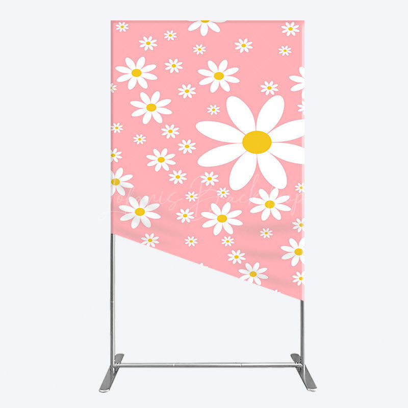 Lofaris Sweet Pink Daisy Cute Happy Birthday Rectangle Backdrop