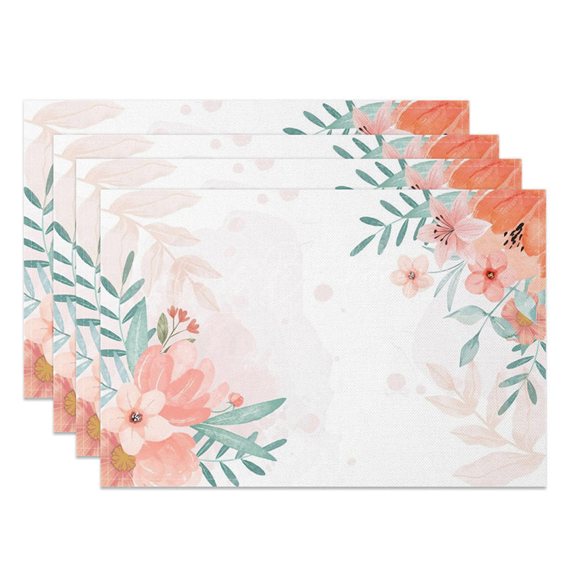 Lofaris Sweet Pink Floral Elegant Spring Set of 4 Placemats