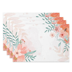 Lofaris Sweet Pink Floral Elegant Spring Set of 4 Placemats