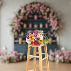 Lofaris Sweet Pink Floral Lovely Indoor Wedding Backdrop
