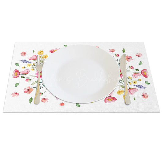 Lofaris Sweet Pink Floral Spring Fresh Set of 4 Placemats