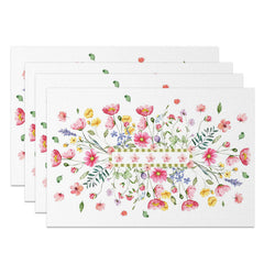 Lofaris Sweet Pink Floral Spring Fresh Set of 4 Placemats