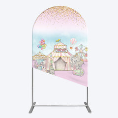 Lofaris Sweet Pink Glitter Circus Birthday Arch Backdrop