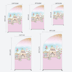 Lofaris Sweet Pink Glitter Circus Birthday Half Moon Arch Backdrop