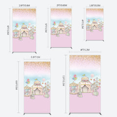 Lofaris Sweet Pink Glitter Circus Birthday Rectangle Backdrop