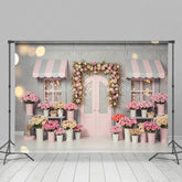 Lofaris Sweet Pink Grey Floral And Bokeh Wedding Backdrop