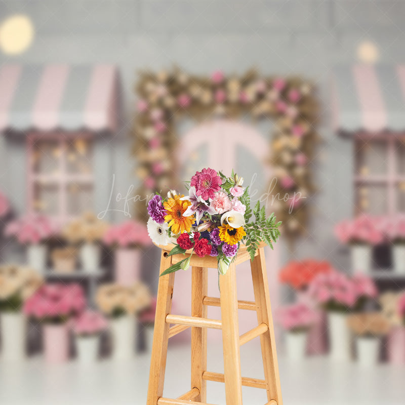 Lofaris Sweet Pink Grey Floral And Bokeh Wedding Backdrop