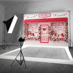 Lofaris Sweet Pink Love Notes Post Office Valentine’s Day Romantic Photography Backdrop Red Roses and Heart Banner Decor