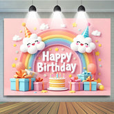 Lofaris Sweet Pink Lovely Rainbow Clouds Birthday Backdrop