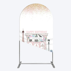 Lofaris Sweet Pink Paris French Cafe Birthday Arch Backdrop