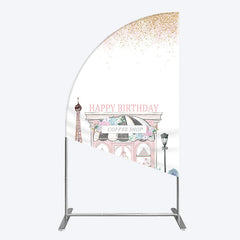 Lofaris Sweet Pink Paris French Cafe Birthday Half Moon Arch Backdrop