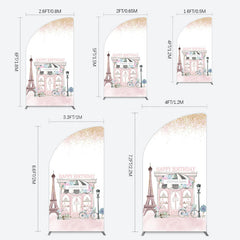 Lofaris Sweet Pink Paris French Cafe Birthday Half Moon Arch Backdrop