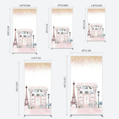 Lofaris Sweet Pink Paris French Cafe Birthday Rectangle Backdrop
