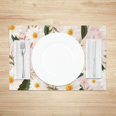 Lofaris Sweet Pink Spring Floral Placemats Set of 4 for Girls Baby Shower and Cheerful Kitchen Dining Decor