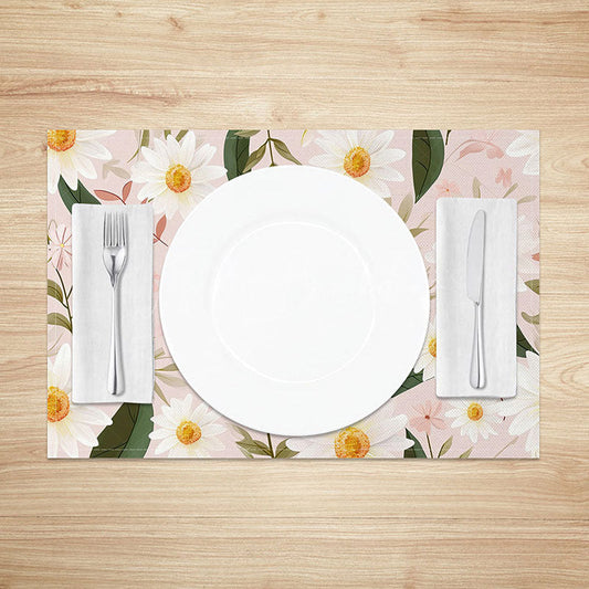 Lofaris Sweet Pink Spring Floral Placemats Set of 4 for Girls Baby Shower and Cheerful Kitchen Dining Decor