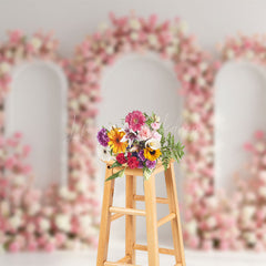 Lofaris Sweet Pink Triple Arch Door Elegant Wedding Backdrop