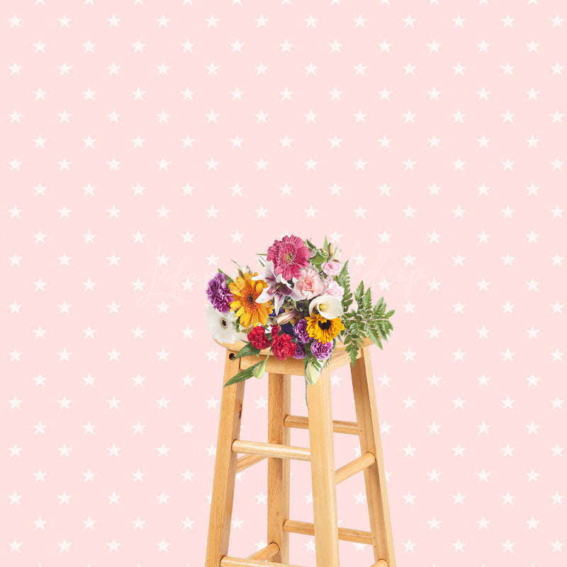 Lofaris Sweet Pink White Stars Birthday Cake Smash Backdrops
