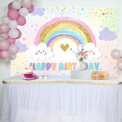 Lofaris Sweet Rainbow Color Glitter Sky Birthday Backdrop