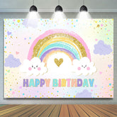 Lofaris Sweet Rainbow Color Glitter Sky Birthday Backdrop