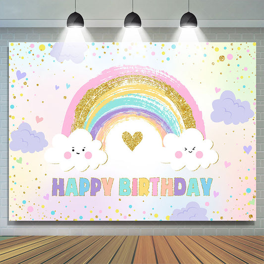 Lofaris Sweet Rainbow Color Glitter Sky Birthday Backdrop