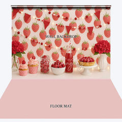 Lofaris Sweet Raspberry Combo Set Backdrop with String Lights and Bunting Perfect for Birthday Party Decor