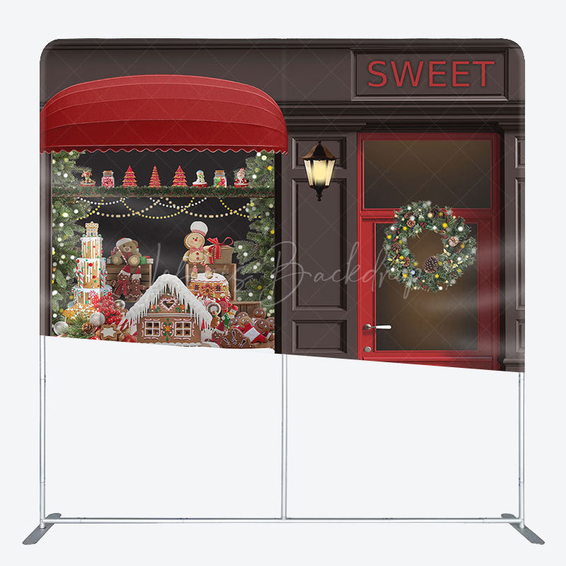 Lofaris Sweet Red Brown Christmas Shop Pillow Case Backdrop