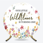 Lofaris Sweet Round Wildflower Happy First Birthday Backdrop