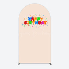 Lofaris Sweet Simple Happy Birthday Nude Color Arch Backdrop