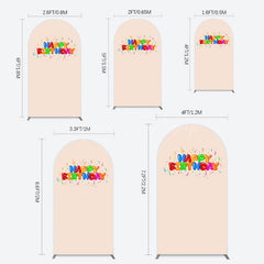 Lofaris Sweet Simple Happy Birthday Nude Color Arch Backdrop