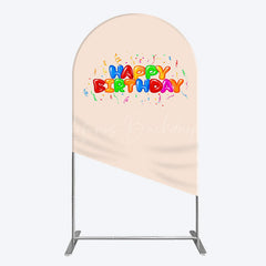 Lofaris Sweet Simple Happy Birthday Nude Color Arch Backdrop