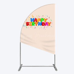 Lofaris Sweet Simple Happy Birthday Nude Color Half Moon Arch Backdrop