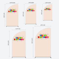 Lofaris Sweet Simple Happy Birthday Nude Color Half Moon Arch Backdrop