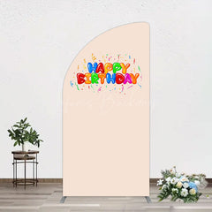 Lofaris Sweet Simple Happy Birthday Nude Color Half Moon Arch Backdrop